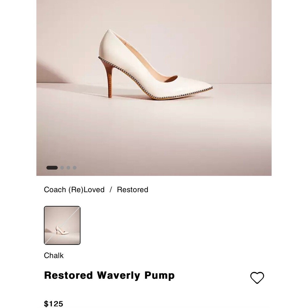 COACH Restored Waverly Pumps Office Siren Core Heels Genuine Leather White stud - Picture 2 of 9